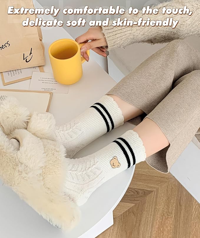 IIG Cute Warm Wool Socks for Women Super Cozy Thick Crew Winter Socks Gifts, 5 Pairs