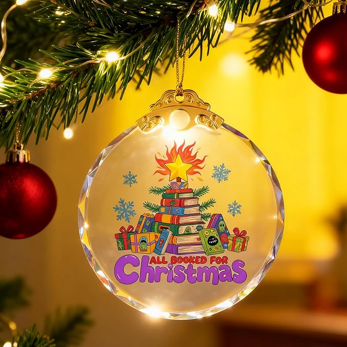 Book Ornaments for Christmas Tree Gifts for Book Lovers - Gift for Reading Lover Women - Gift Ideas for Bookworm, Women, Librarian, Nerd - Glass Ornamen