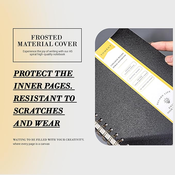 Yoment Lined Spiral Notebook Journal A5 Small Spiral Notebooks 5x7 160 Pages Thick College Ruled Paper Spiral Bound Journal Wire Bound Notebooks for Work Note Taking School, Black