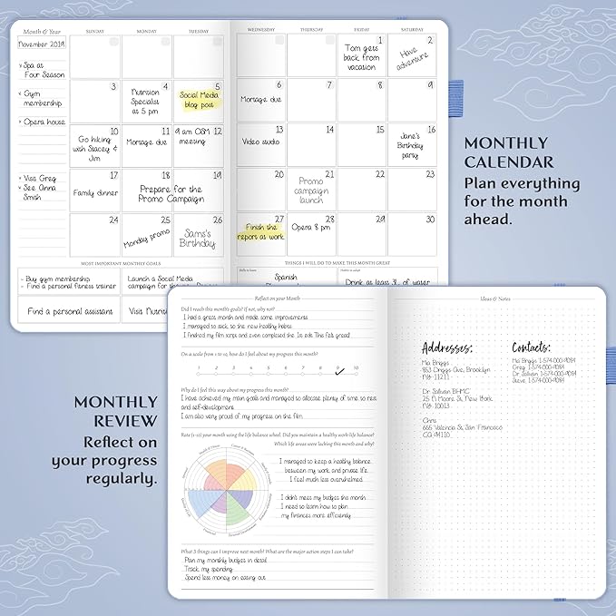 Legend Planner PRO – Deluxe Weekly & Monthly Life Planner to Increase Productivity and Hit Your Goals. Time Management Organizer Notebook – Undated – 7 x 10" Hardcover + Stickers – Periwinkle