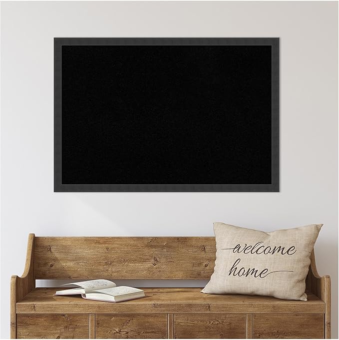 Amanti Art Black Cork Board for Wall, 26x38 Vision Board with Black Wood Frame, Large Corkboard Office Decor for Home Organization, Modern Contemporary Corkboard Pinboard to display items for home