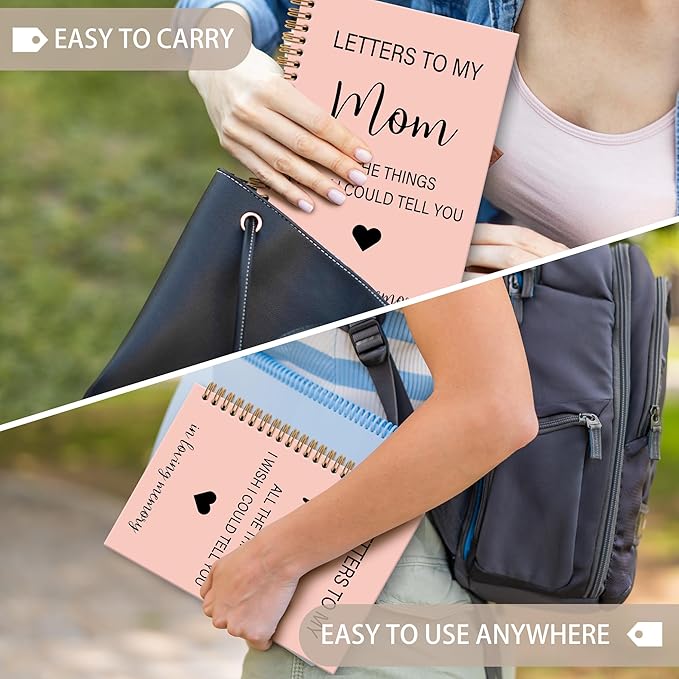 Memorial Gifts for Loss of Mom Grief Notebook Journal, Letters to My Mom in Heaven Journal, Sympathy Notebooks Gifts for Loss of Mom Women, In Loving Memory Sympathy Gifts, 6x8.2In（Pink）