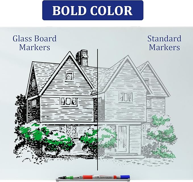 Comix Glass Board Dry Erase Markers, Low Odor Whiteboard Markers, Chisel Tip, 4 Assorted Colors, 12 Pack