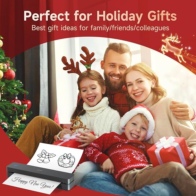 iDPRT Portable-Printer Wireless for Travel, 300DPI Inkless-Thermal-Small-Printer for Home Use, Office, Vehicles, Mobile Bluetooth Printers Supports 8.5" x 11" US Letter&A4&A5 Size, for Phone & PC