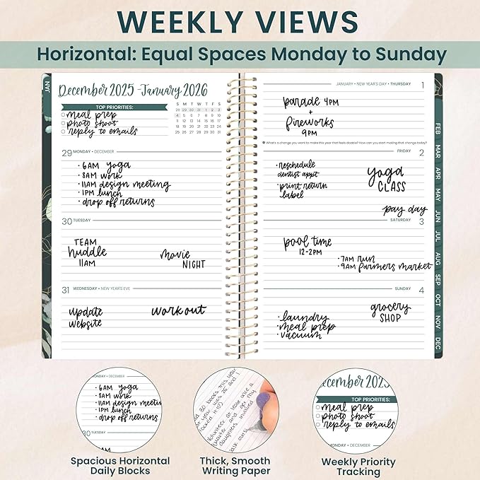 bloom daily planners 2026 Planner (January - December) Calendar Year Organizer - 5.5” x 8.25” - Weekly & Monthly Agenda Book with Stickers & Bookmark - Eucalyptus, Green