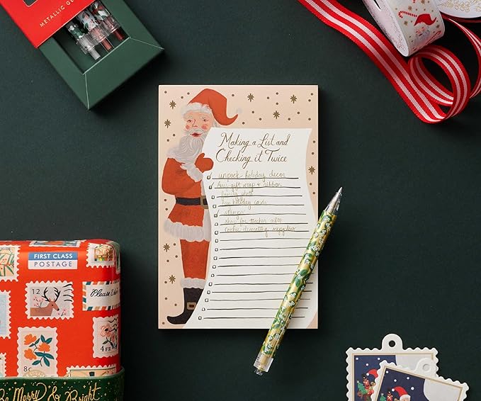 RIFLE PAPER CO. Mistletoe Metallic Gel Pen Set of 4 | 0.7mm Rollerball Tips, Bring a Touch of Festive Flair to Your Writing, Stand Out With Mettalic Ink