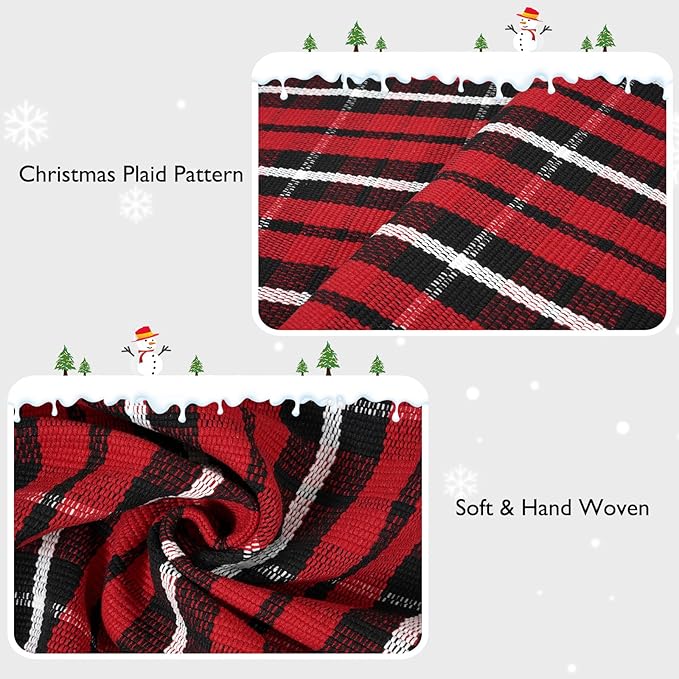 Christmas Buffalo Plaid Outdoor Rug 24"x35", Red and Black Cotton Welcome Front Door Mat,Washable Indoor Throw Rugs for Porch/Entryway/Kitchen/Bedroom/Bathroom