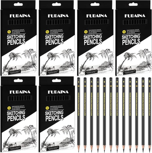 72 Pcs Drawing Sketching Pencil Set Professional (12b - 4h) Graphite Charcoal Gift Bulk for Artists Beginners, Pro Artists, Drawing Art, Sketching