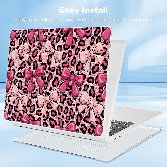 Teryeefi for MacBook Pro 13 inch Case A2338 M2 M1 Chip A2251 A2289 A2159 A1989 A1706 (2025 2024 2023 2022-2016) Release, PC Hard Shell with Keyboard Cover Trackpad Film Type C Adapter, Pink Bow 140
