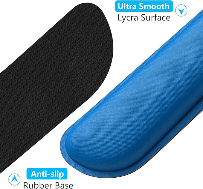 Dapesuom Enlarge Keyboard Wrist Rest, Memory Foam Keyboard Wrist Cushion for Computer Desk Mats Support, Typing Pain Relief Ergonomic Mouse Pad Rests with Non-Slip Base for Gaming, Laptop, Dark Blue