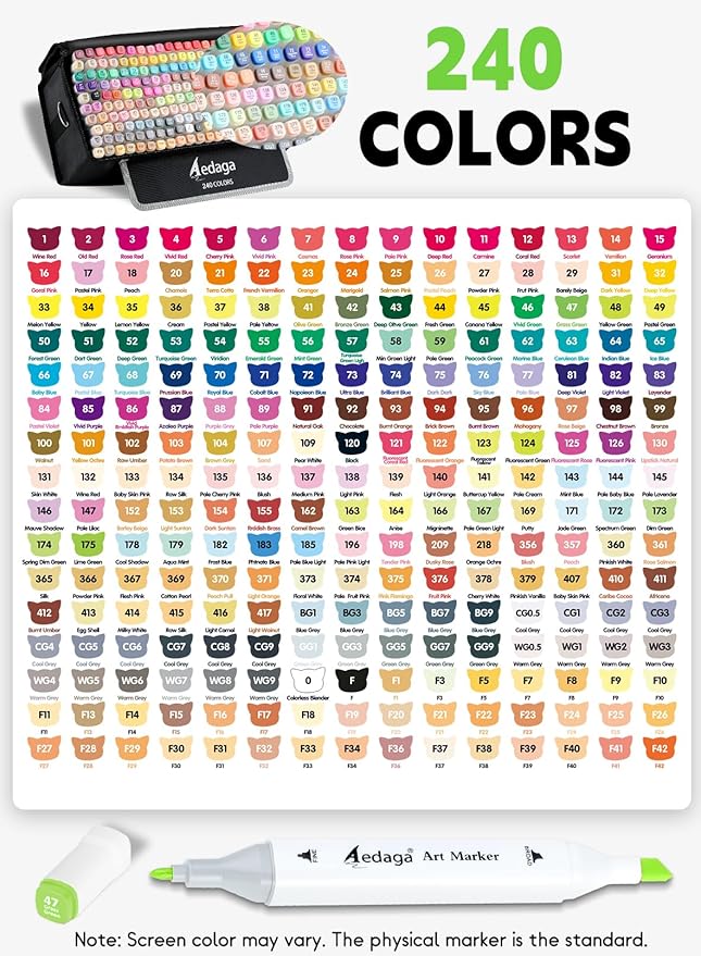 240 Colors Alcohol Markers with Free App, Dual Tip Art Marker with Kickstand Case for Artists Adults and Kids. Alcohol Based Markers for Coloring Painting Sketching and Drawing, Great Gift
