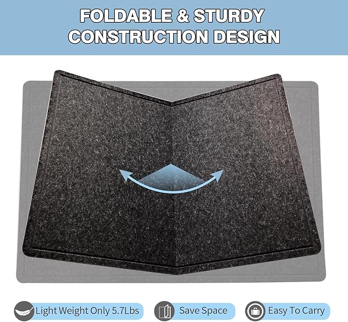 Bulletin Board - 23.5 x 17.5 inches Decorative Felt Pin Board - Cork Board Alternative for Wall - Foldable Photo Board Self-Adhesive Prayer Board with 20 Pushpins - Dark Gray