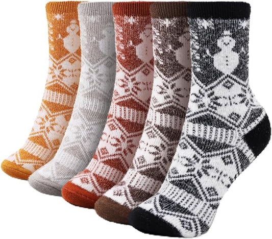 ICEIVY 5 Pair Fuzzy Cozy Socks for Women - Warm Comfy Soft Casual Home Sleep Winter Wool Socks - Gifts for Women