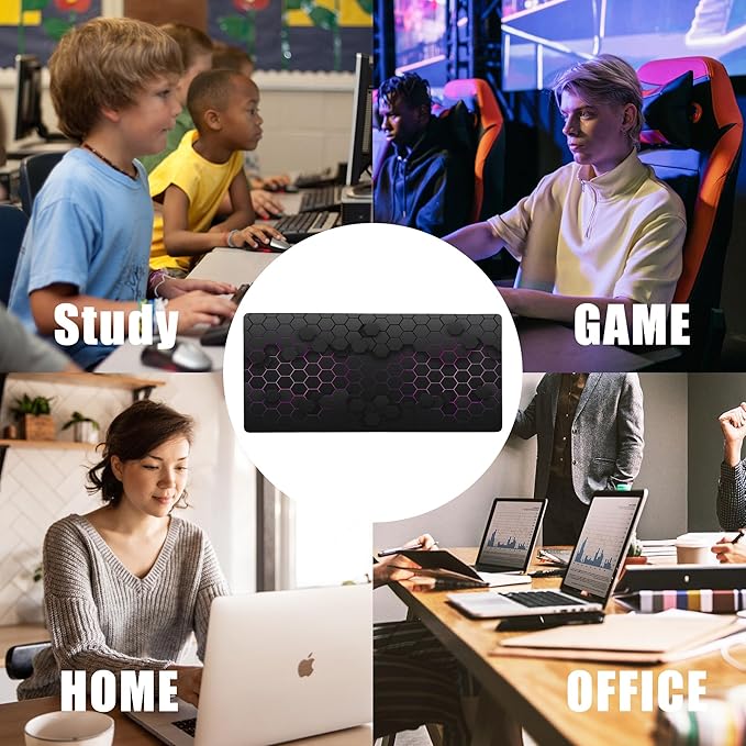 Grid with Purple Light Large Gaming Mouse Pad,Waterproof Desk Mat for Desktop,Non-Slip Rubber Base Mousepad with Stitched Edges for Laptop Office and Home 35.4X15.7 Inch