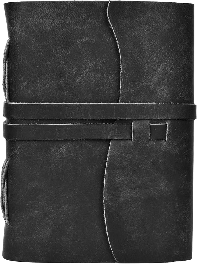 LEATHER VILLAGE Leather Bound Journal - Black, 11.5"X8.50", 220 Pages - Vintage Blank Paper Diary for Writing, Drawing, Sketchbook, and Travel Notebook - Ideal for Women and Men