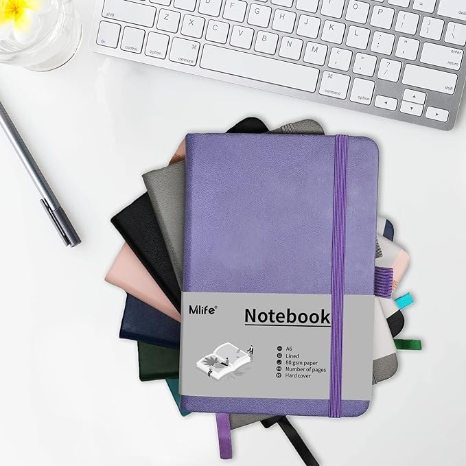 A6 Small Journal Notebook, Lined Pocket Notebook with Pen Holder, Mini Notebook Hardcover, 192 Pages, 3.9 inches * 5.5 inches Jurnal for Women and Man (Blue)