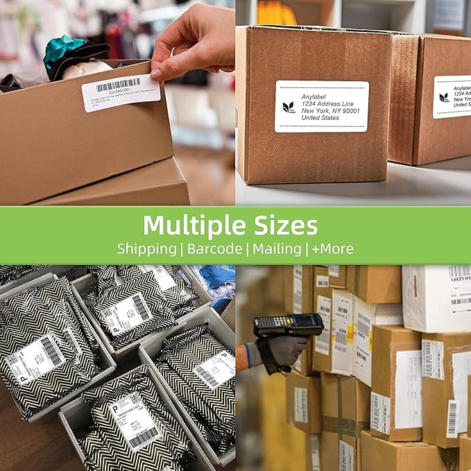 4" x 3" Direct Thermal Labels, Thermal Printer Labels for Shipping Address Barcodes, Thermal Stickers Compatible with Zebra, Rollo, Munbyn Thermal Labels Printers (12 Rolls, 500 Labels/Roll)