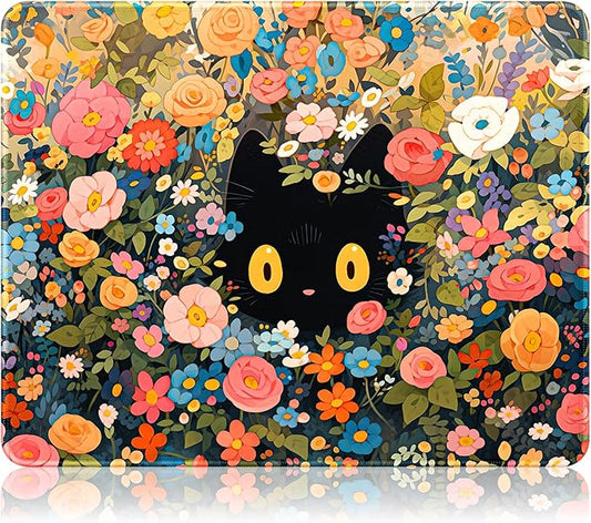 Auhoahsil Mouse Pad, 12 x 10 in Marble Theme Computer Mouse Pad for Desk, Premium-Textured Non-Slip Rubber Stitched Edges Waterproof Square Mouse Mat for Gaming Work Wireless Mice, Blue