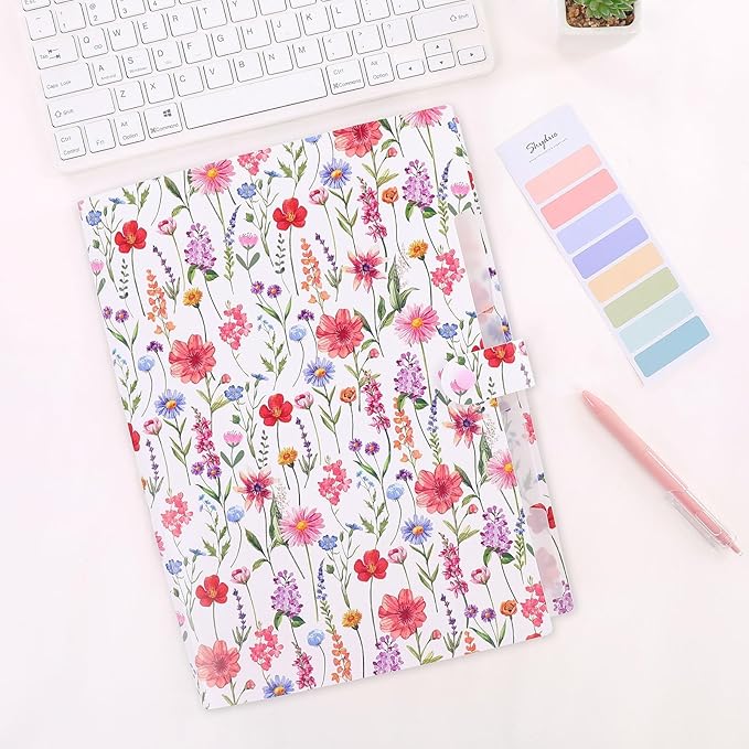 SKYDUE Expanding File Folder with 5 Pockets, Accordion File Organizer,Portable Receipt Paper Documents Organizer,Letter Size Filing Folder School Office Supplies,White