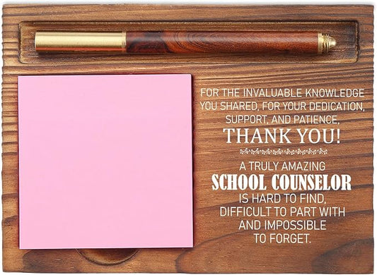 School Counselor Appreciation Sticky Note Holder, Thank You Gift for Counselors, Inspirational Desk Organizer for Office Self-Stick Note Pad Holders EDP113