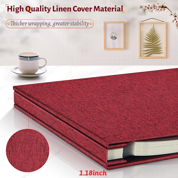 Photo Album Self Adhesive Scrapbook,Large Photo Book for 4x6,5x7,8x10 Pictures,DIY Album for Baby Wedding Family Travel Birthday,with Metallic Pen and Scraper