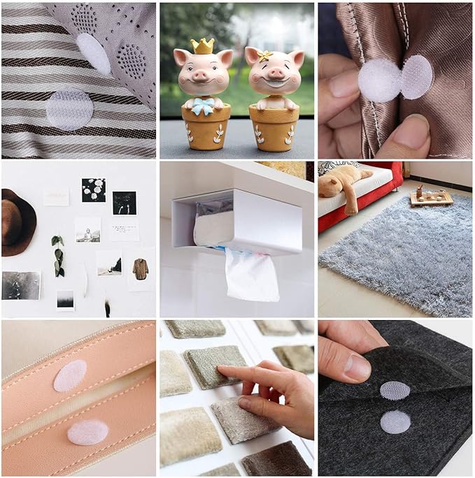 1200Pcs (600 Pairs) 0.59in/15mm Diameter Hook and Loop Self Adhesive Dots Tapes, White Nylon Sticky Back Dots, Fastener Round Tapes for Home, Office and Classroom