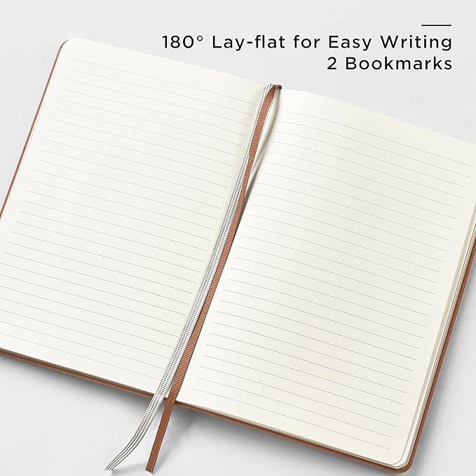 A5 Lined Leather Journal and Pen Set, Hardcover Notebook with Pen, 160 Pages 100gsm Thick Ruled Paper for Men Women, for Work, Business, School or Home Writing, 5.7'' x 8'' (Light Brown-Set1)