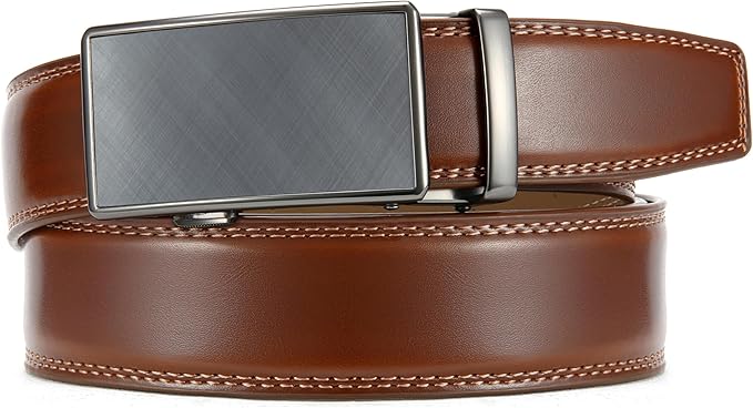 CHAOREN Mens Belt - Mens Ratchet Belt Leather 1 3/8" for Dress Pant - Micro Adjustable Belt Fit Everywhere