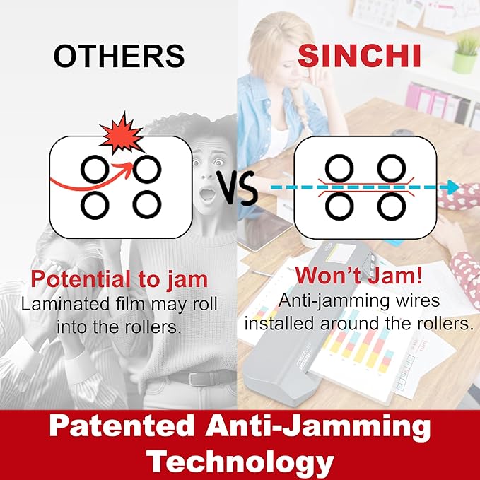 SINCHI 13" Thermal Laminator Machine – 3–10 Mil, 48s Warm-Up, 17s/Sheet, Heavy Duty No-Jam Design, Works with Cardstock & Dark Prints, Includes 10 Sheets, Ideal for Office, School & Business Use