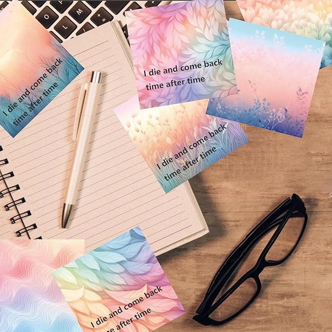 9 Dreamy Pastel Gradient Sticky Notes - Self-Adhesive Note Pads & Memo Notes for School, Office, Home Supplies - Students & Teachers Gift