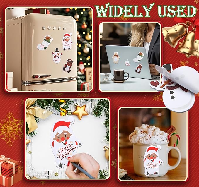24 Pack Christmas Sticky Notes, Santa Snowman Reindeer & Penguin Cute Post Memo Pad Notes, Self Adhesive Notepads for Xmas Kids Adults Teacher Office School Winter Holiday Stationery