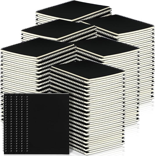 Yahenda 200 Pcs Spiral Notebook Bulk A5 Journal Lined 8.3'' x 5.5'' Writing Composition Paper Small Notepad Subject Notebook for Students Office Business Back to School Supplies (Black)