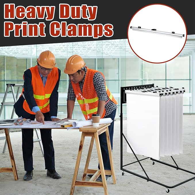Estune Blueprint Hanging Clamps Binding Strips Storage for Construction Paper Poster Plans Drawings Arts (12, 24 Inches)