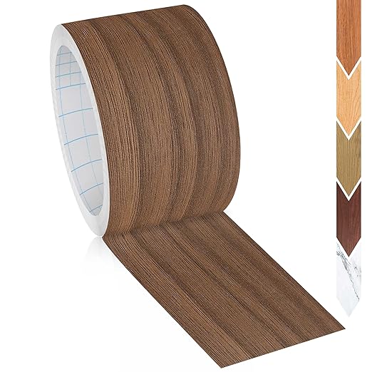 GSCIT Club Wood Grain Repair Tape, 2.4 inch X 100ft Self Adhesive Natural Walnut Grain Repair Patch for Tables, Chairs, Baseboards, Doors, Windows, Floors, Handicraft DIY.