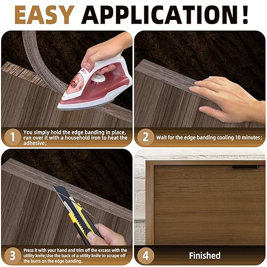 GSCIT Club Walnut Edge Banding, 1 1/2 inch x 25ft roll of Veneer Edge Banding Preglued Flexible, Real Wood Tape Banding