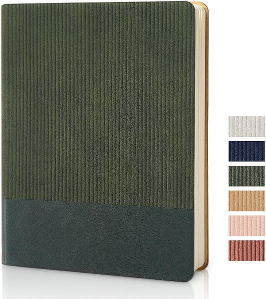 Lined Journal Notebook for Work College Ruled Note Book 7.2"x9.6" B5 PU Leather Daily Journaling 160 Pages for Women Men Writing Home School Supplies Business (Dark Green)