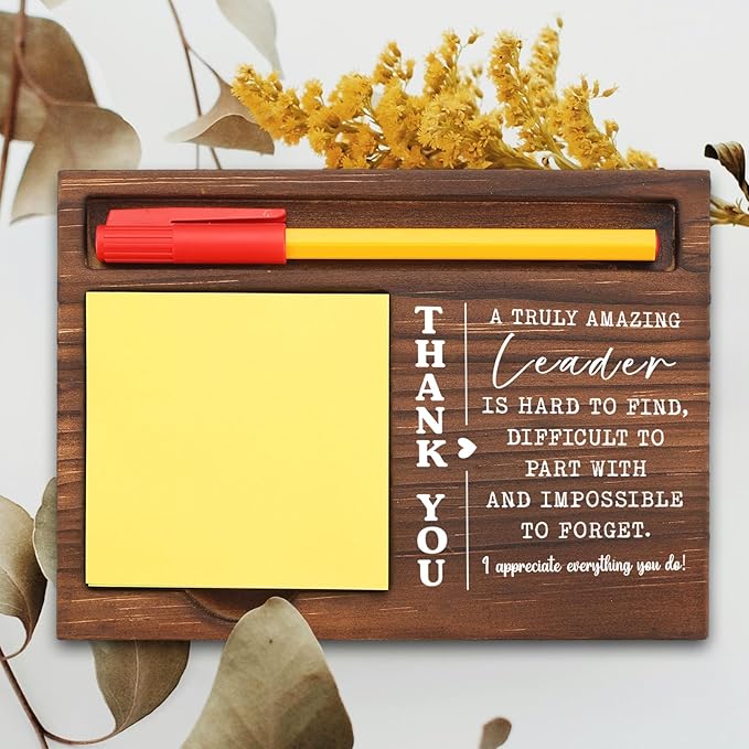 Thank You Leader Appreciation Gift, Recognition Retirement Farewell New Job, Motivational Decor for Manager Boss Executive Supervisor, Office Stuff Sticky Note Pad Holder Dispenser TBC188