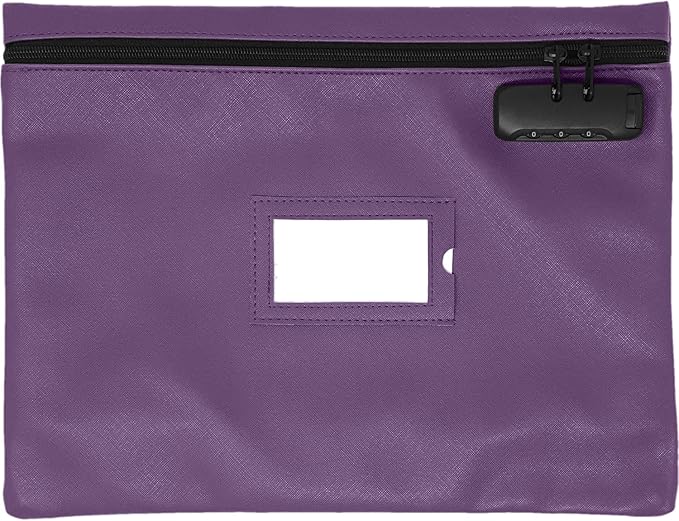 Notary Bag with Lock | 14x11 inch | Purple | Zipper Notary Supplies Bag | Locking Notary Bag for Notary Kit, Stamp, Embosser, Ink Pad, and Valuables | Locking Document Bag | Journal Carrying Case