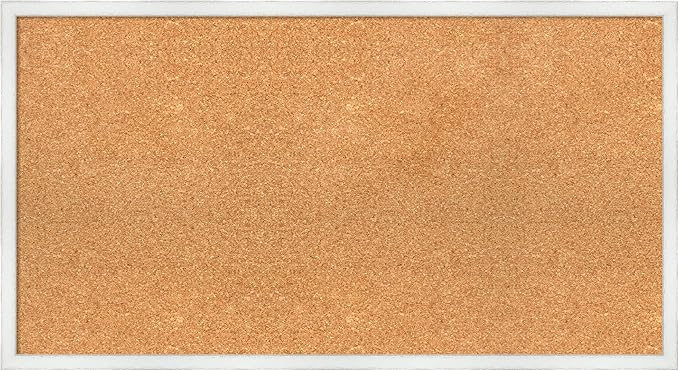 Amanti Art Natural Cork Board for Wall, 19x35 Vision Board with White Frame, Large Corkboard Office Decor for Home Organization, Country Rustic Corkboard Pinboard to Display Items for Home