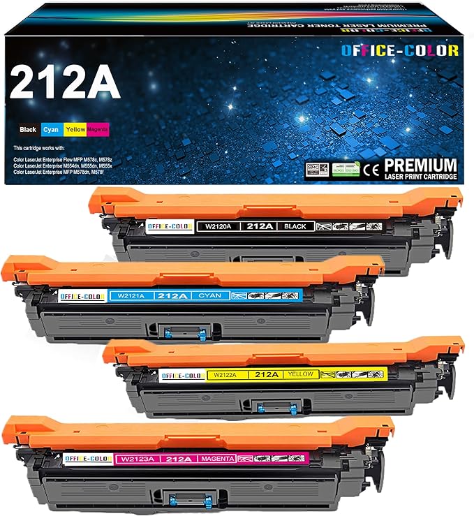 212A Toner Cartridges 4 Pack Replacement for HP 212A Toner Works with HP Color Laserjet Enterprise M555,M554,MFP M578 Series M554dn, M555dn, M555x Printer Ink (Black,Cyan,Magenta,Yellow)
