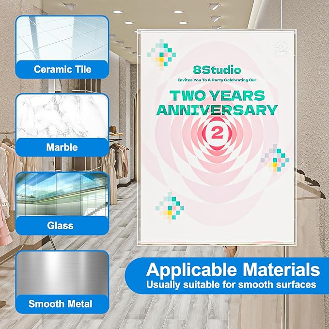 10 Pcs Acrylic Sign Holder 8.5 x 11, Vertical Wall Mount Sign Holders with Adhesive, Clear Plastic Frames Paper Display Sign Holders for Office, Home, Store, Restaurant - No Drilling