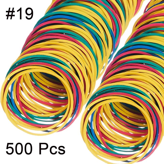 AMUU Rubber Bands 500pcs size 19#19 rubber band Multicolor Small Rubber Bands for Office School Home Elastic Hair Band Colors 50mm