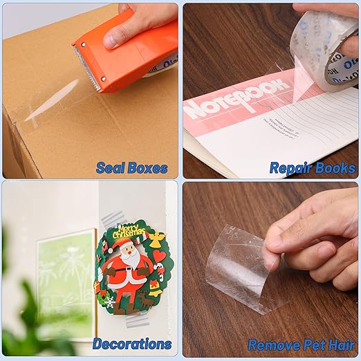 Packing Tape, 4 Rolls Shipping Tape Bulk, 1.88" X 60 Yd, 240 Yds, 2.7 Mil, 3" Core, Clear Heavy Duty for Moving Boxes, Package, Mailing