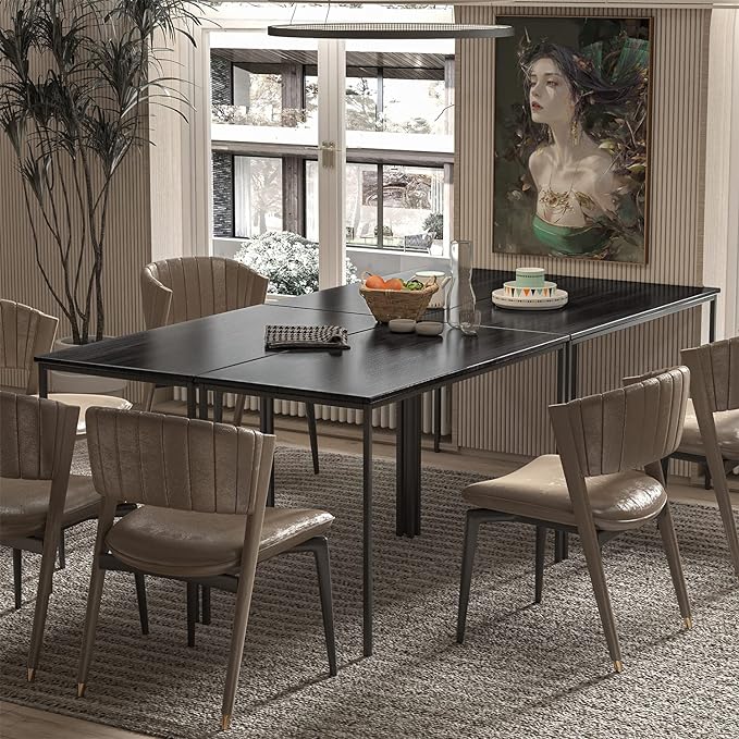 Bonzy Home Conference Tables 9ft Office Computer Desk for Meeting Room Study Writing Printer Podcast Table Save Space Design for 10 People Modern Black 4PCS (110.2"x47.2"x29.5", Black)