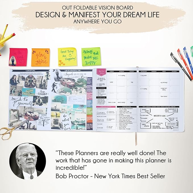 2026 Planner Weekly and Monthly | Law of Attraction Planner with Panduo App | A 12 Month Journey for Productivity, Gratitude & Goal Setting | Includes Foldable Vision Board, Gift Box & Stickers