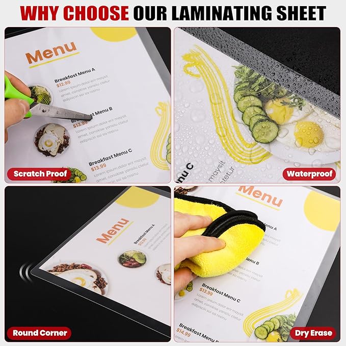 CAREGY Thermal Laminating Pouches,350 Pack Laminating Sheets, 5 Mil, 9 x 11.5 Inches Lamination Sheet Paper for Laminator, Round Corner Letter Size, Office and School Supplies