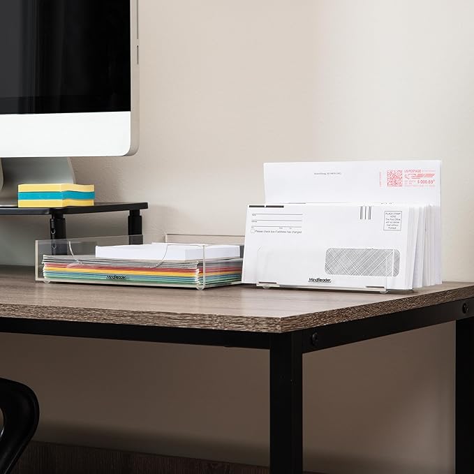 Mind Reader 3-Tier Mail Sorter, Desktop Organizer, Mail Organizer, Modern, Office, Acrylic, Clear