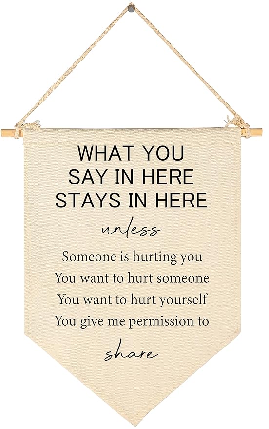 Confidentiality Banner Decor-Counseling Office Wall Sign Decor-Social Worker School Psychologist Signs - Counselor Door Flag Decoration-Therapist Banner Wall Art-What You Say In Here Stays In Here