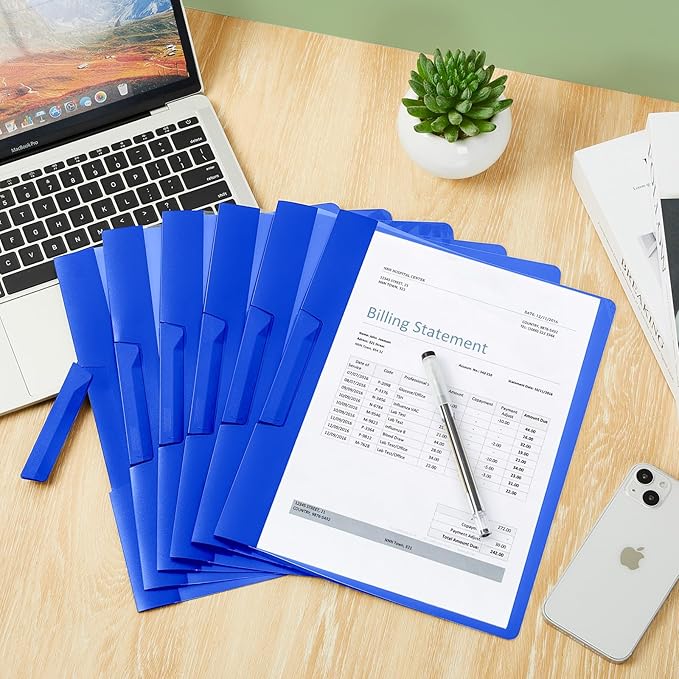 Maitys 50 Pack Clear Report Covers with Clip 11.4 x 9 Inch Presentation Folders Transparent Front Portfolio Folders for Letter Size(Blue)