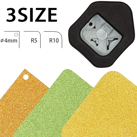 QIQQIKIN Corner Hole Punch 4mm Circle Cutter Punch +R5mm+R10mm 3-Way Corner Rounder Paper Punch,Cardstock,Laminator,Photocards,Scrapbooking,Die Cuts for Card Making,Junk Journal Supplies Clearance